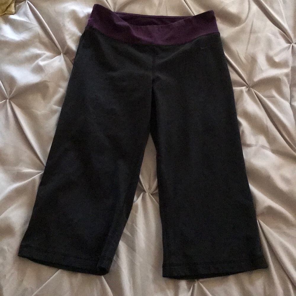 Nike Black Capri Pants with Dark Purple Waistband
